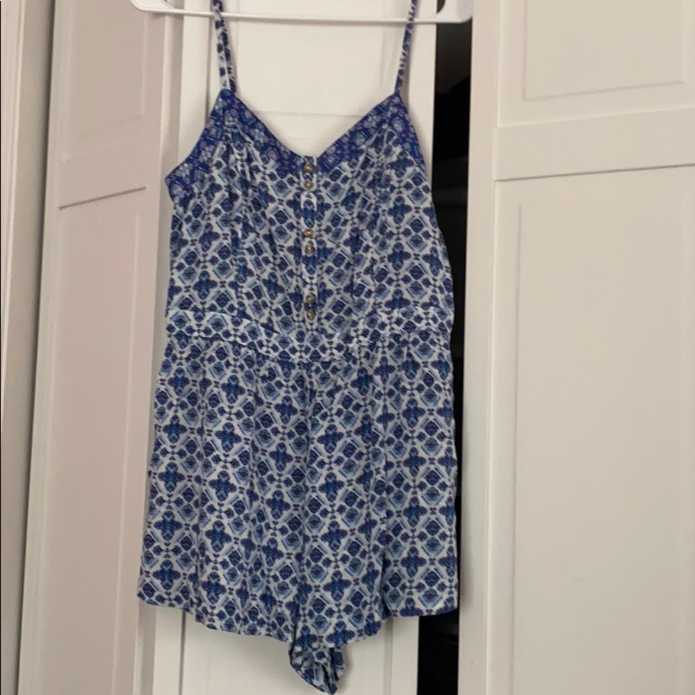 Blue and white romper